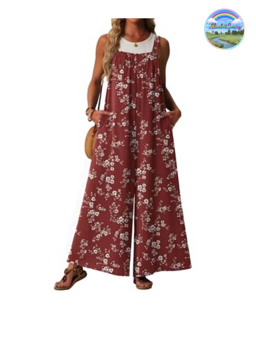 Womens Wide Leg Jumpsuit Sleeveless Romper with Pockets Casual Summer